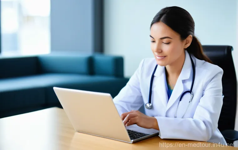 의료관광코디네이터 자격증 추천 교재 - **Image Prompt 1: The Aspiring Medical Tourism Professional's Study Environment**
    A bright and m...