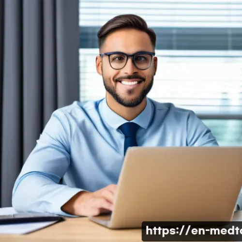 의료관광코디네이터 자격증 갱신 조건 - A professional medical tourism coordinator attending an online continuing education webinar at home ...