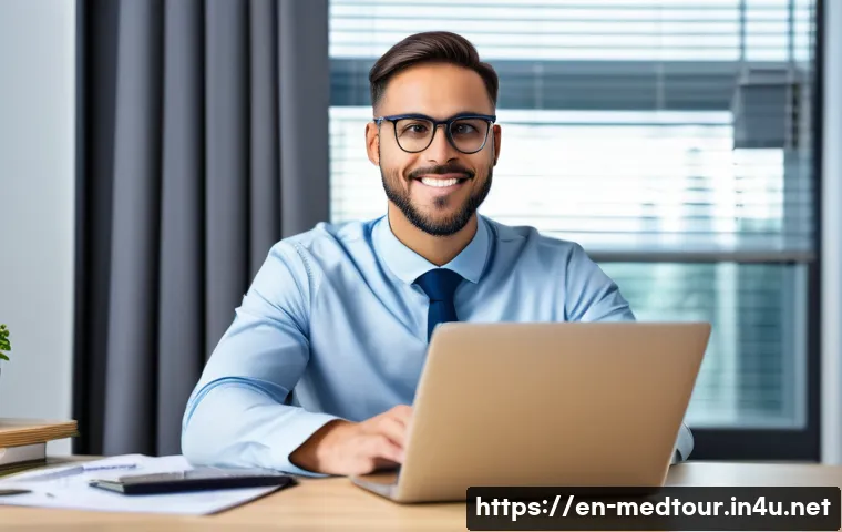 의료관광코디네이터 자격증 갱신 조건 - A professional medical tourism coordinator attending an online continuing education webinar at home ...