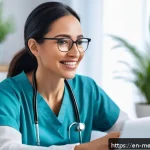 의료관광코디네이터의 커뮤니케이션 스킬 - A compassionate medical coordinator attentively listening to a diverse patient during a video call, ...